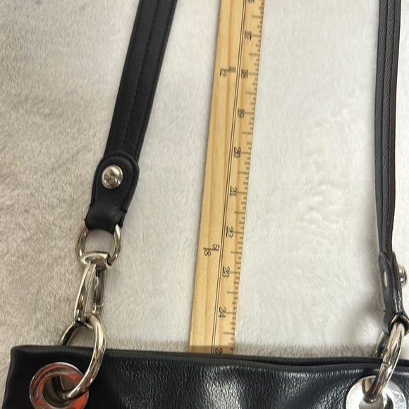 B. Makowsky Durango Soft Leather Convertible Crossbody Shoulder Handbag Black - Picture 11 of 14